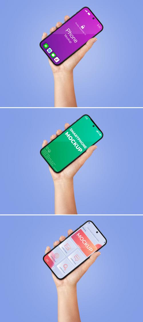 Phone Mockup in Women Hand Template 584725721