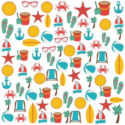 Beach Icons Pattern 124378820