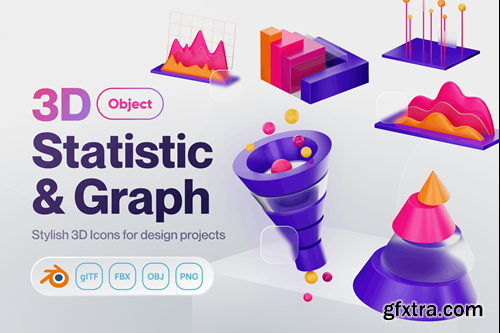 Statistics Line Graphs Chart Histogram 3D Icon Set GZKL7ZK