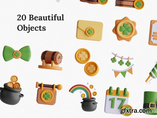 St. Patricks Day 3D Icon Set Ui8.net