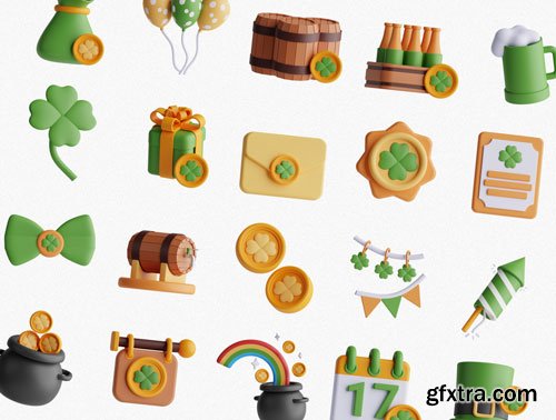 St. Patricks Day 3D Icon Set Ui8.net