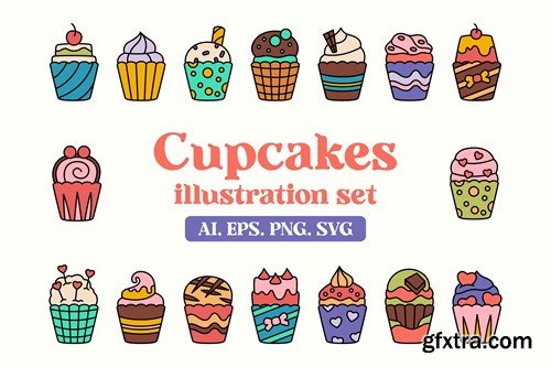 Cupcakes Illustration Set 9KY9VXA