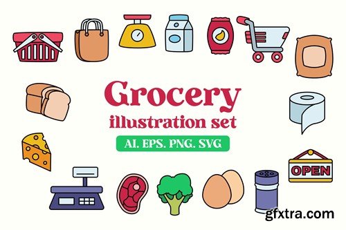 Grocery Illustration Set NP2XC2E