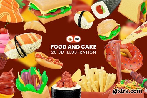 Food and Drinks 3D Illustration Pack DE827KR