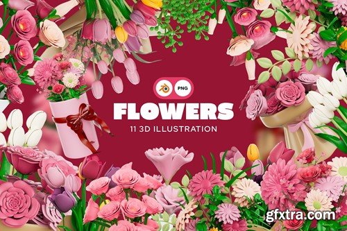 Flowers 3D Illustration Pack YSDXHQA