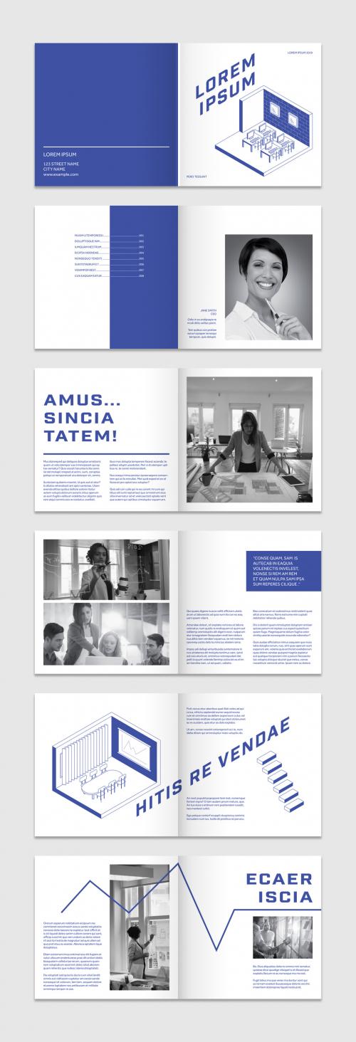 Square Brochure Layout with Blue Accents 274484135