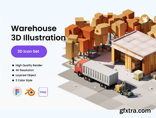 Warehouse 3D Illustration Ui8.net