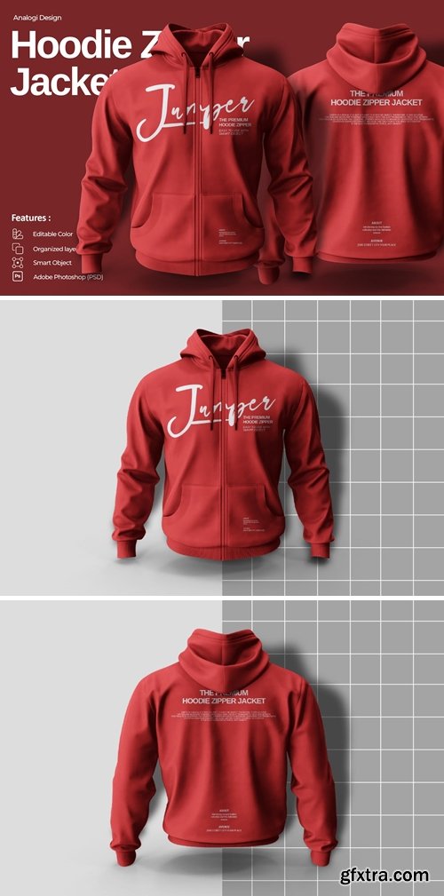 Hoodie Zipper Mockup CTA96U2