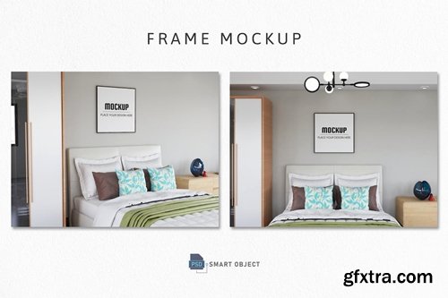 Photo Frame Mockup in Bedroom LM3SK6N