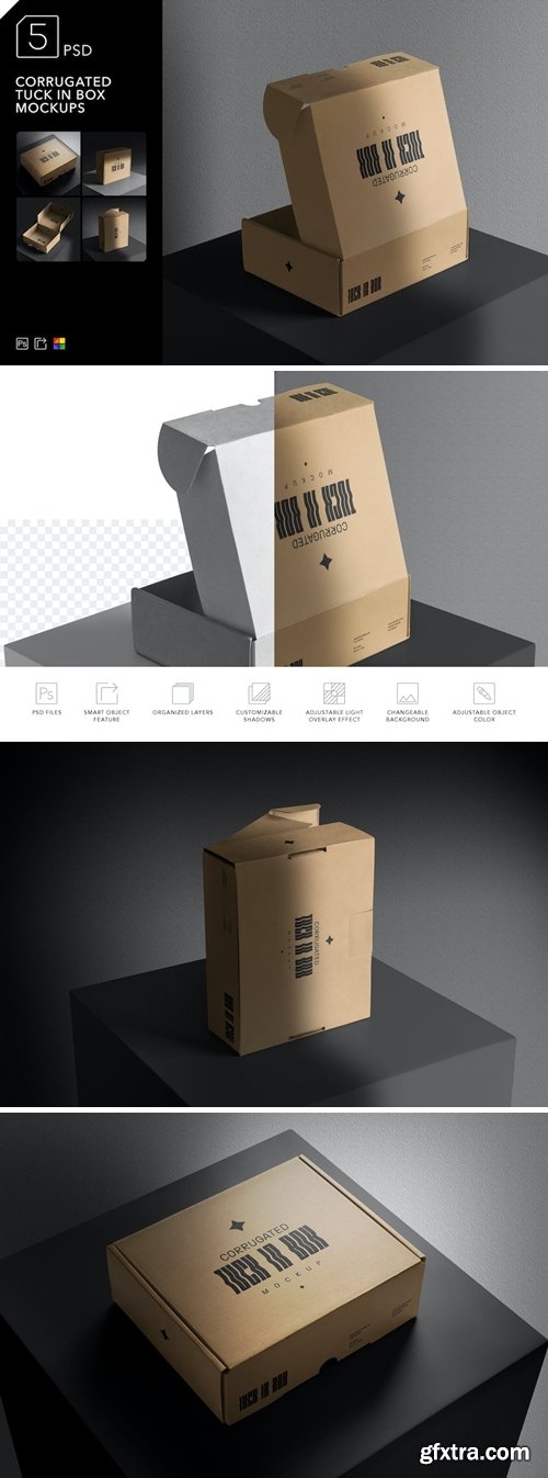 Corrugated Tuck In Box Mockups DU6FKJW