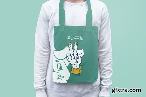 Men Carrying Eco Tote Bag Mockup 2MUCQFL