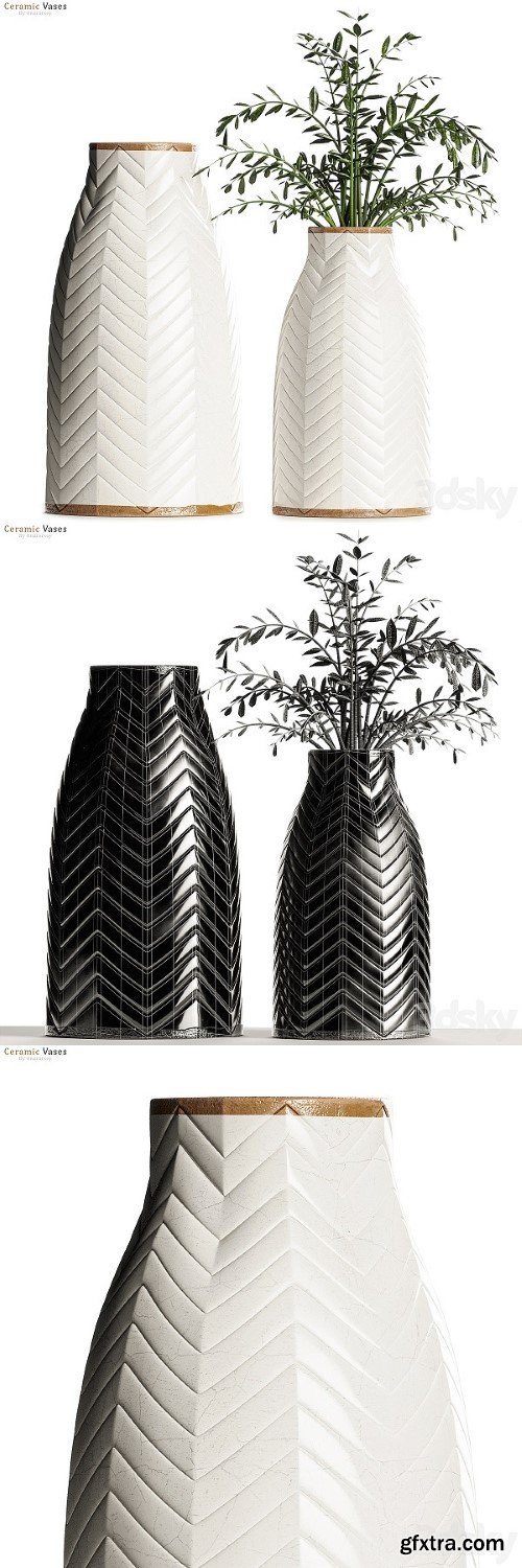 Crate & Barrel Adra Vases With Plants