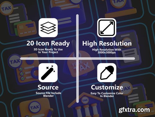 Tax 3D Icon Set Ui8.net