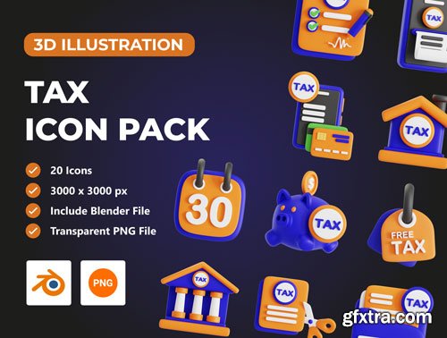 Tax 3D Icon Set Ui8.net