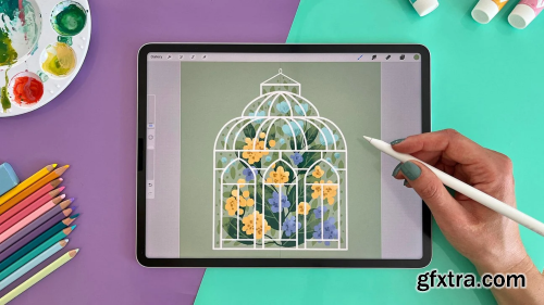 Drawing a Greenhouse Illustration: Composition, Layered Texture and Color in Procreate