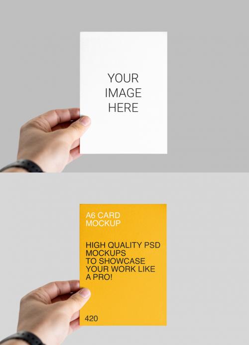 A6 Leaflet in Hand Mockup 591789250