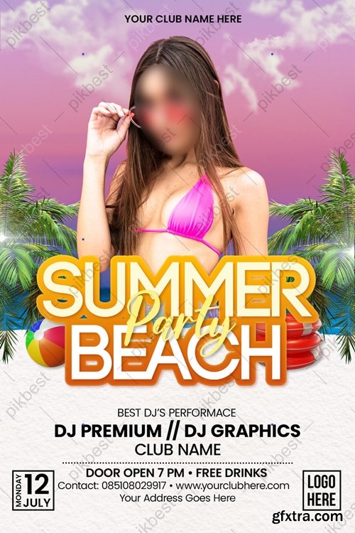 Summer Beach Party Flyer Or Poster Template 6435310