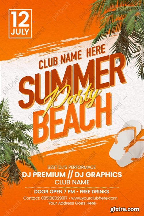 Summer Beach Party Flyer Or Poster Template 6435311