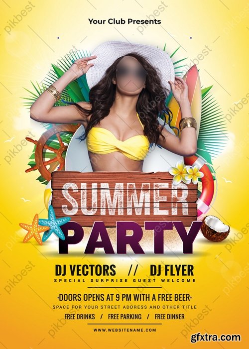 Creative Modern Summer Pool Beach Party Flyer Poster Template Design 5964613