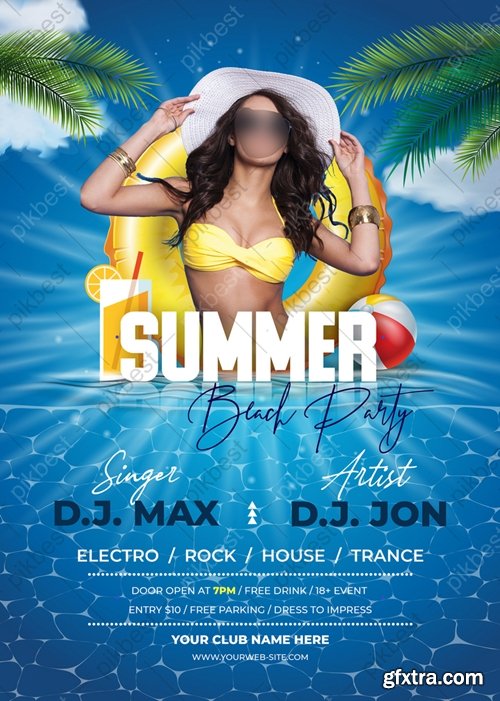 Creative Modern Summer Pool Beach Party Flyer Poster Template Design 5964612