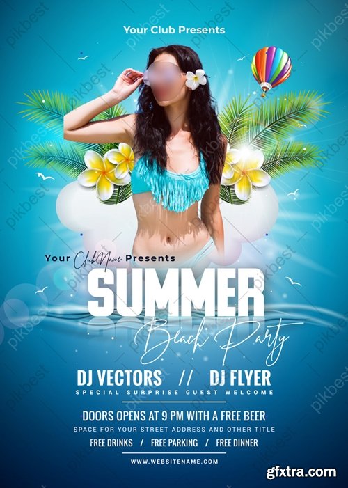 Creative Modern Summer Pool Beach Party Flyer Poster Template Design 5964611