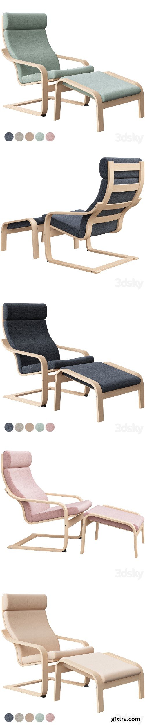 Poäng Chair with Stool Ikea