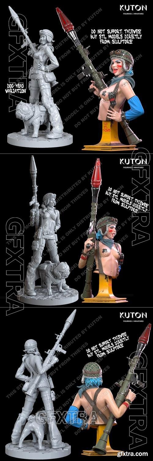 Kuton - Bazooka Girl Figure and Bust &ndash; 3D Print Model