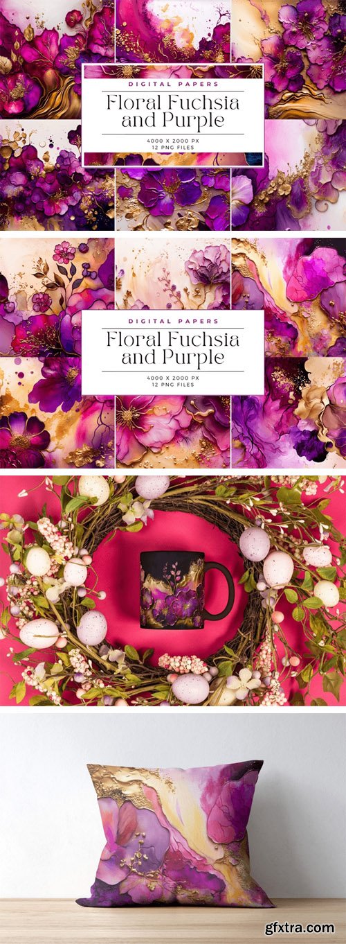 Floral Fuchsia and Purple Backgrounds