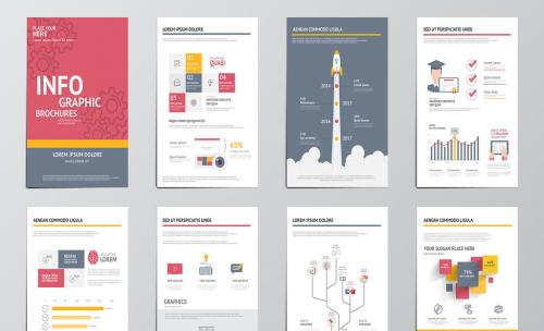 Gear Element Eight Page Infographics Kit 124041874