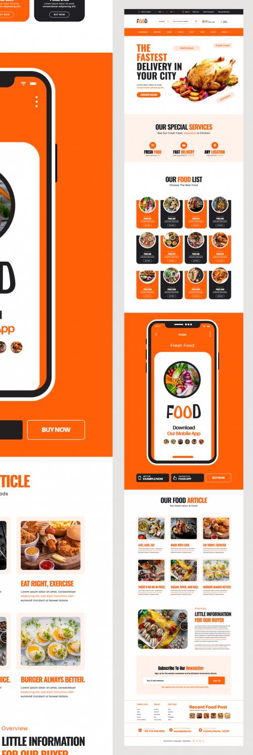 Food Delivery Landing Page UI UX Design Template 582361840