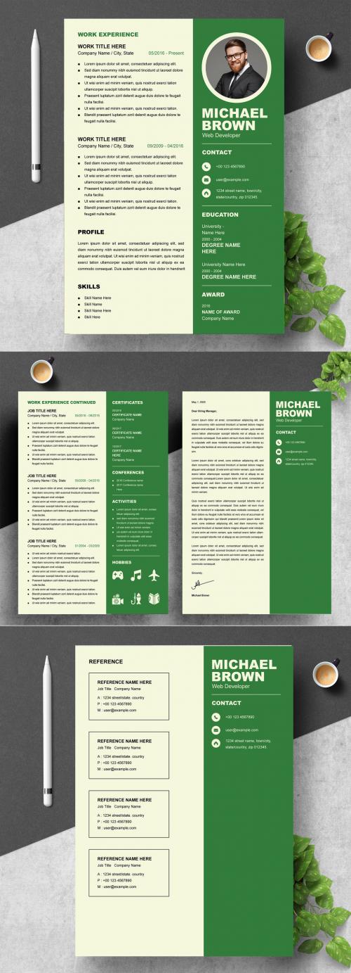 Green Color Resume Design Template 573787157