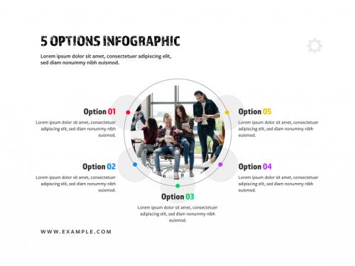 5 Option Infographic Layout with Circle Elements 359756094