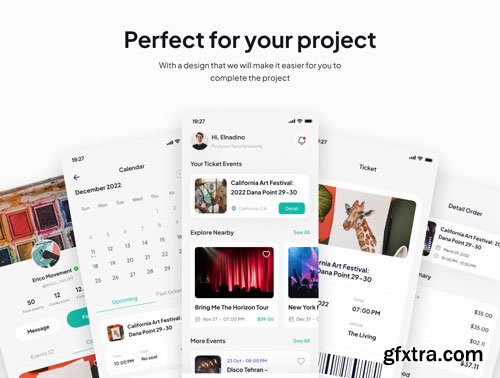 Ticketin - Event Ticket Booking App UI Kit Ui8.net