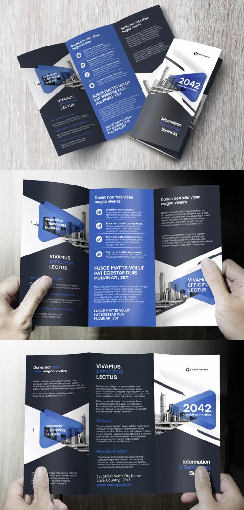 Black and Blue Trifold Brochure Layout 577611980