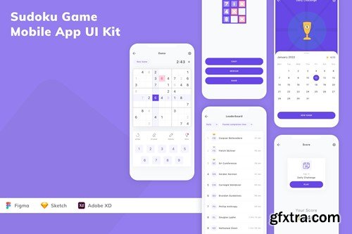 Sudoku Game Mobile App UI Kit ZH2CTSG