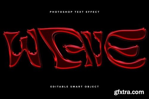 Red Warped Metallic PSD Text Effect RKTGR86