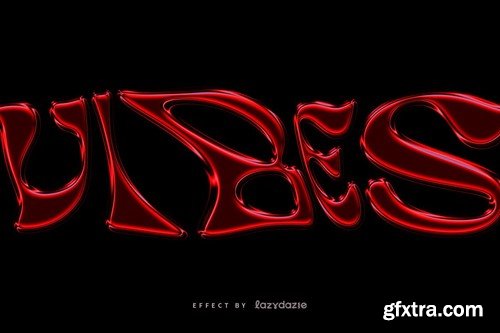 Red Warped Metallic PSD Text Effect RKTGR86