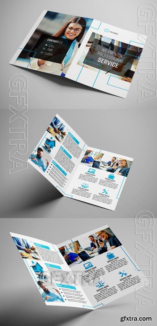 Business Bifold Brochure with Blue Accents 211177340