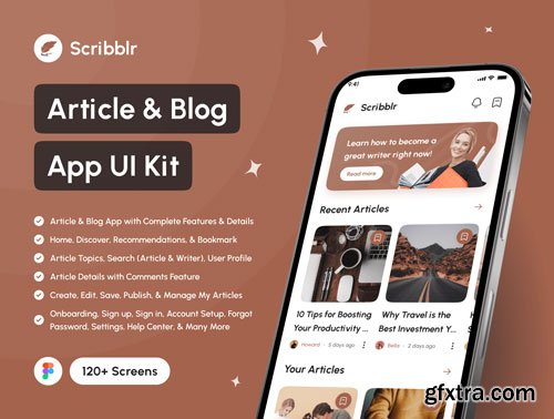 Scribblr - Article & Blog App UI Kit Ui8.net Ui8.net