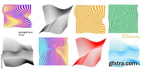 Set Abstract lines colors design element on white background of waves. Vector Illustration eps 10