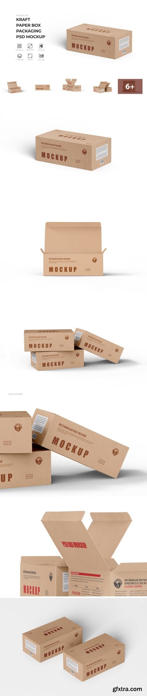 Rectangle Cardboard Paper Box PSD Mockup 72186720