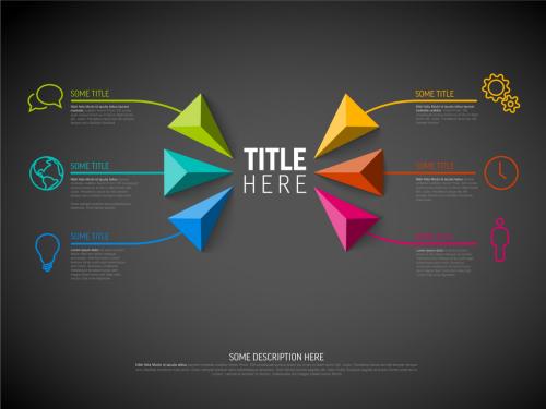 Infographic dark template with six elements 586878031