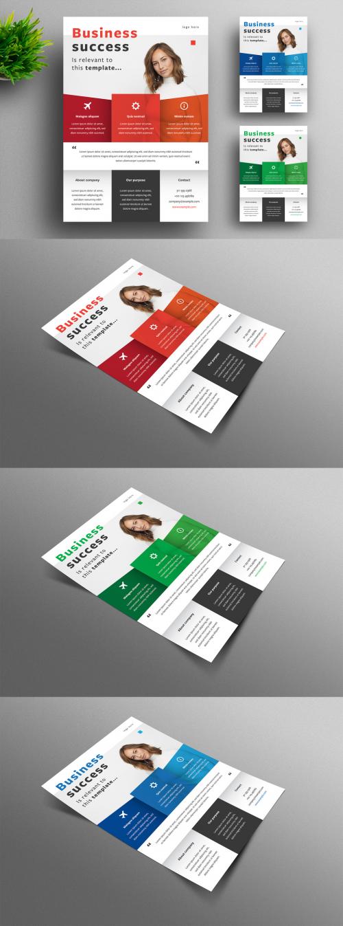 Business Flyer Layout with Colorblock Elements 330191385