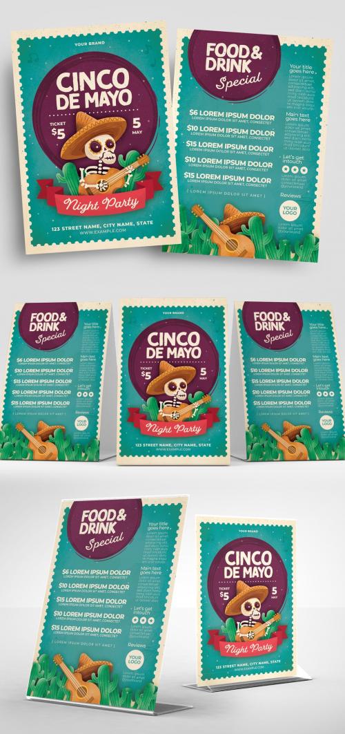 Cinco De Mayo Flyer Layouts with Skeleton Wearing Sombrero 330813125