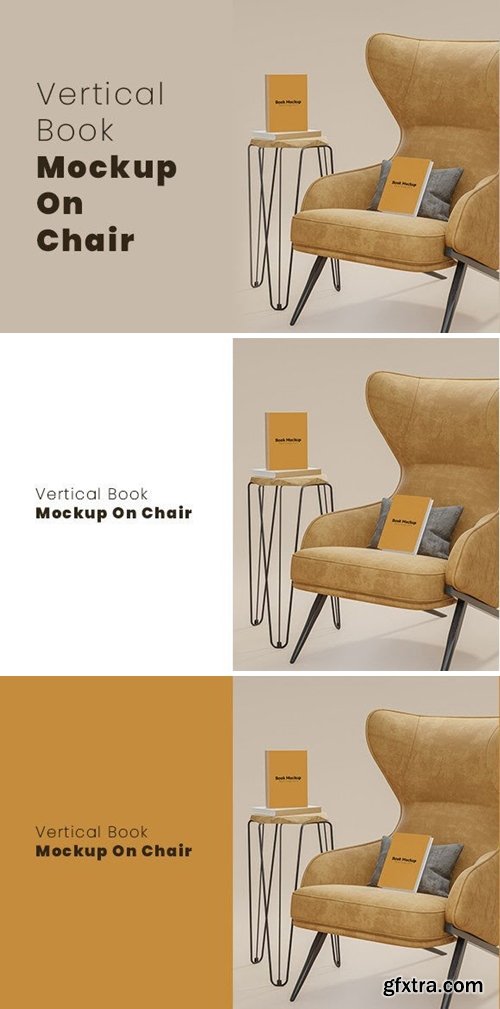 Vertical Book Mockup on Chair 71534811