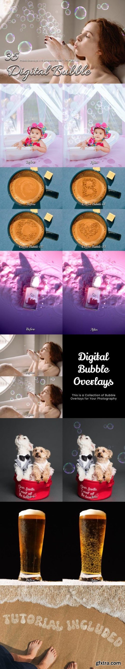 35 Digital Bubble Photoshop Overlays