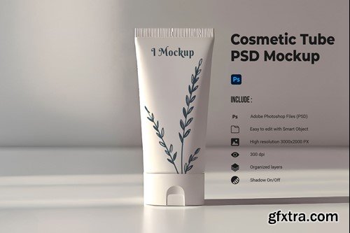 Cosmetic tube packaging mockup ULUCAXV