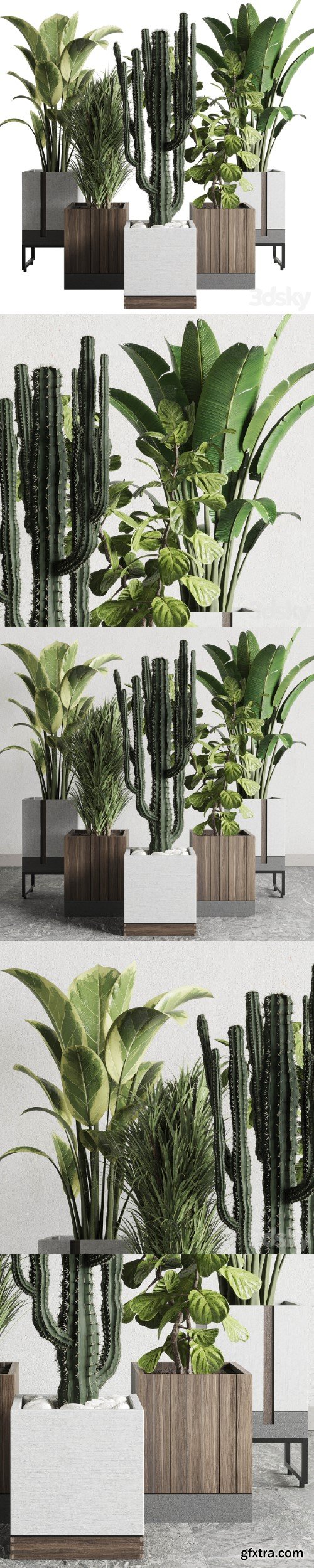 Plant box_Indoor outdoor plant 163 wooden and concrete dirt vase box pot palm cactus Collection