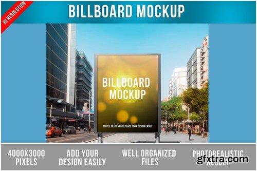 Billboard on the Street of the Big City Mockup 5M2B5MH