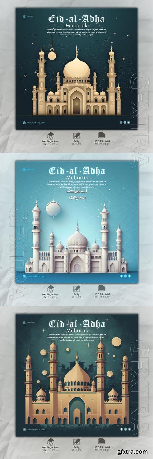 Psd eid al adha mubarak islamic social media banner template vol 10